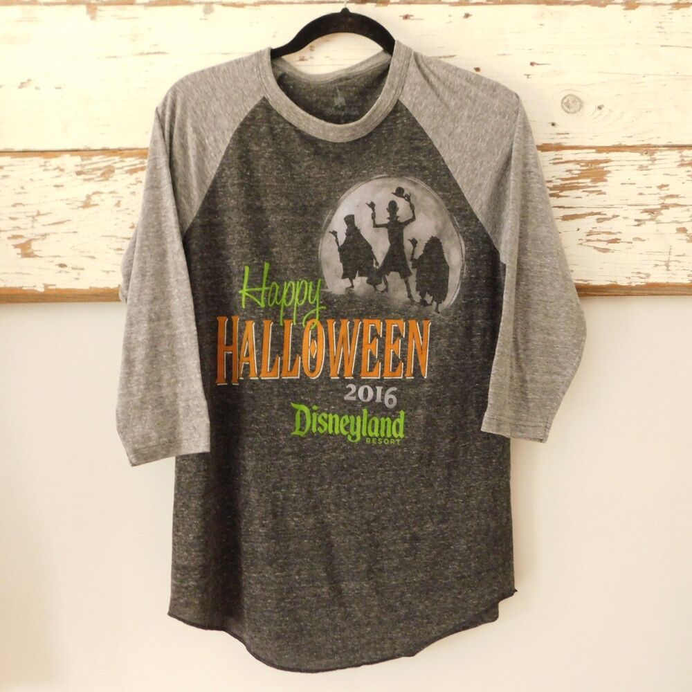 Disney Halloween Graphic Tee  Disneyland Resort Glow In Dark Baseball Shirt Med